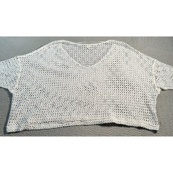 Free People Womens Top XS White Fish Net Sheer Coastal Boho Long Sleeve - Picture 2 of 9